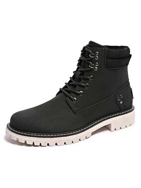 Men's Waterproof Winter Hiking Boots Fur Lined Grip Sole Lace Up Work Black 10.5